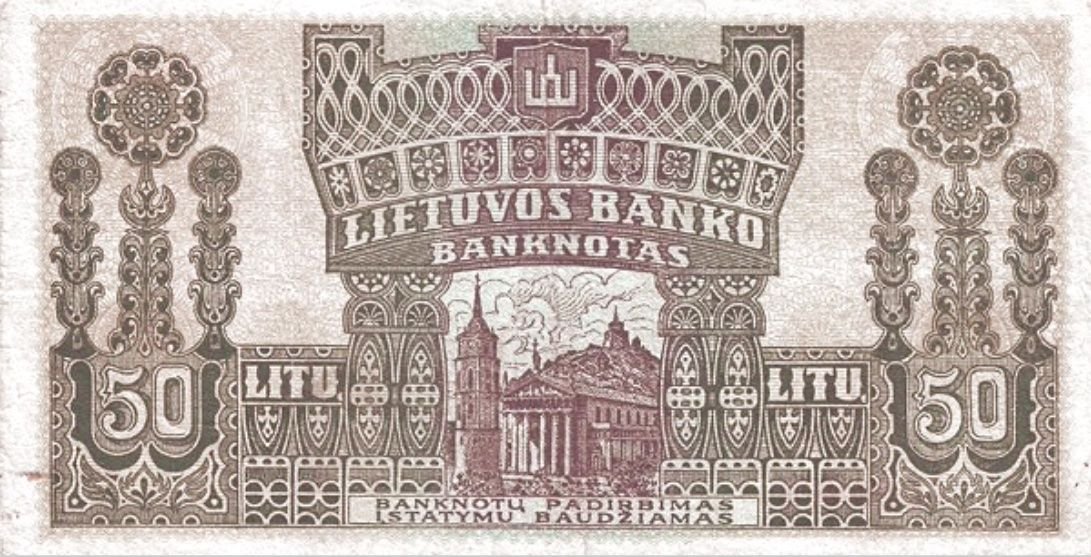 Reverse of 50 Litų (1922), Pick 19