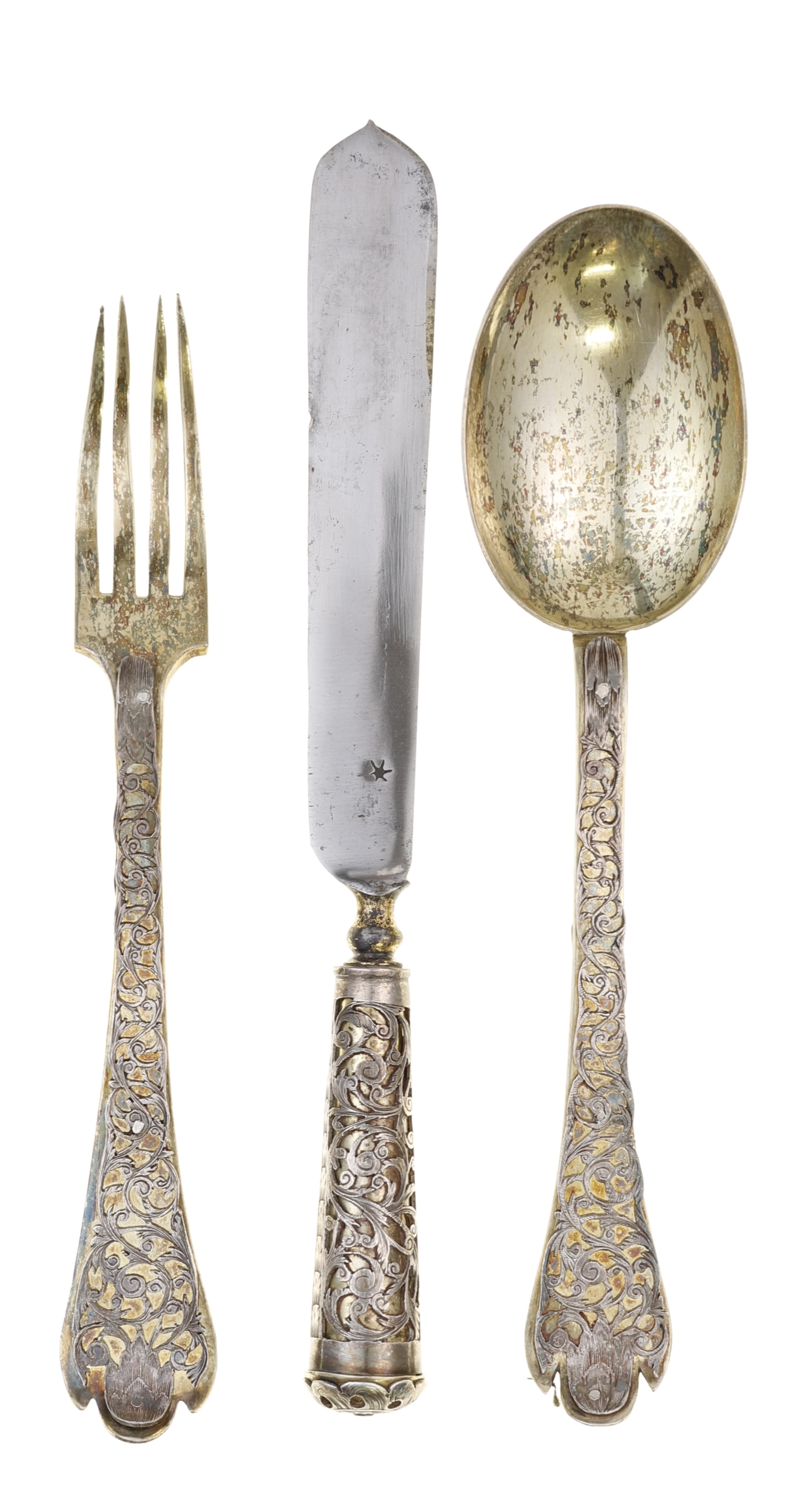 Knife, fork and spoon in case, 2006.M.509 a-d, Michael Hafner (1665 - 1700) (maker)