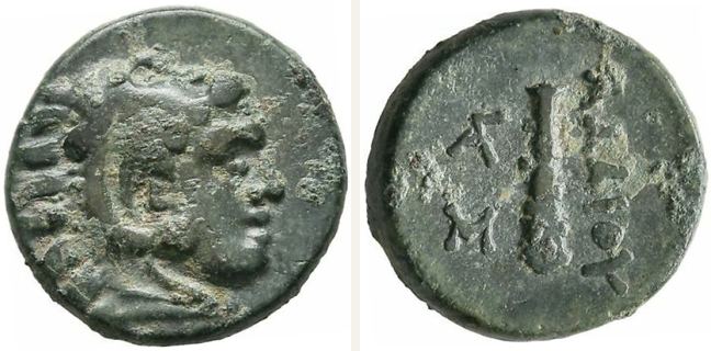 Uncertain mint, Adaios, bronze coin — Upright club (CN type 20859)