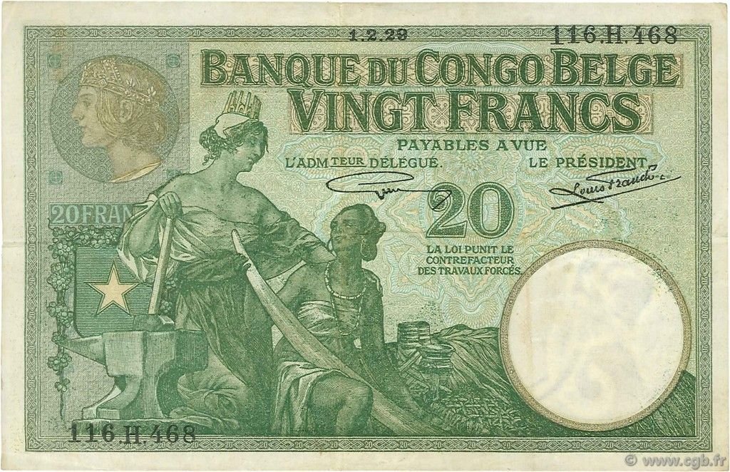 Obverse of 20 Francs (1912–1937), Pick 10