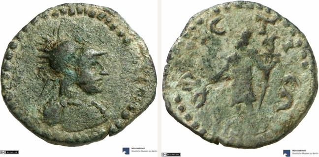 Hephaistia, bronze coin — Hephaestus standing left (CN type 19970)