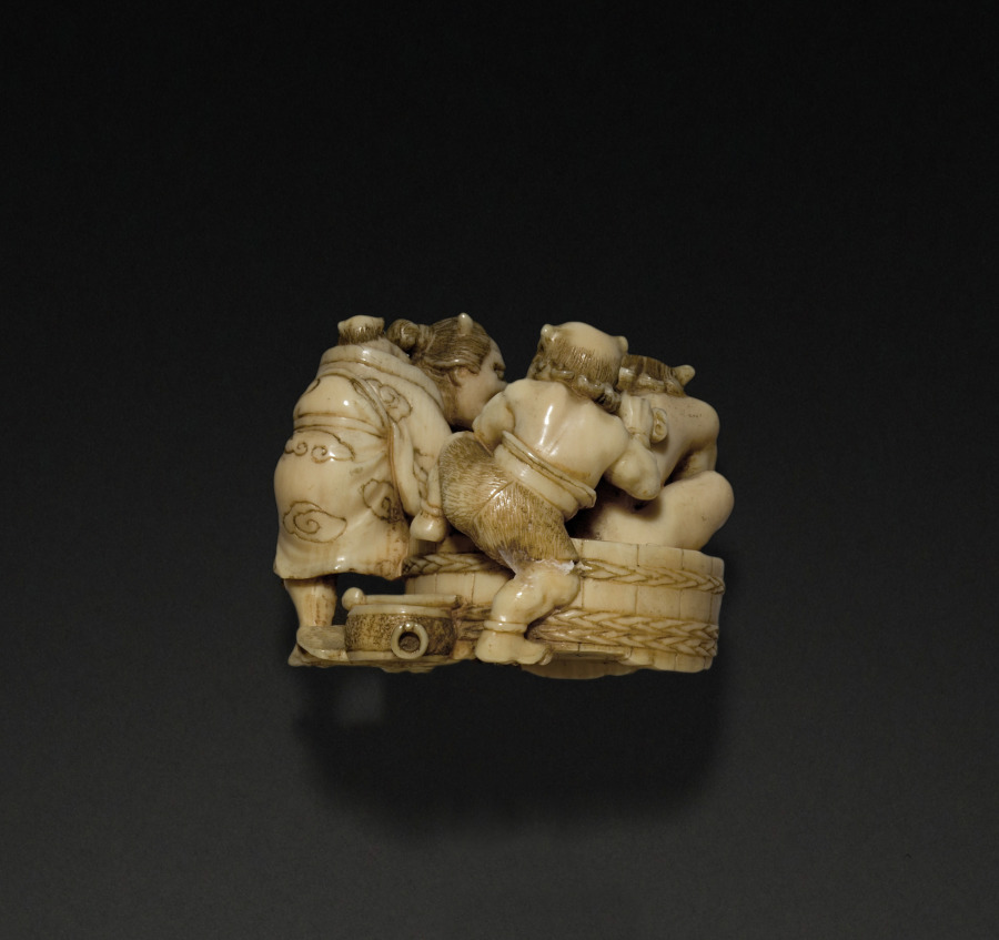 Additional museum view 4 of Netsuke with Demon Bathing (accession 1920.490).