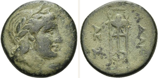 Uncertain mint, Adaios, bronze coin — Tripod with fixture (CN type 19865)
