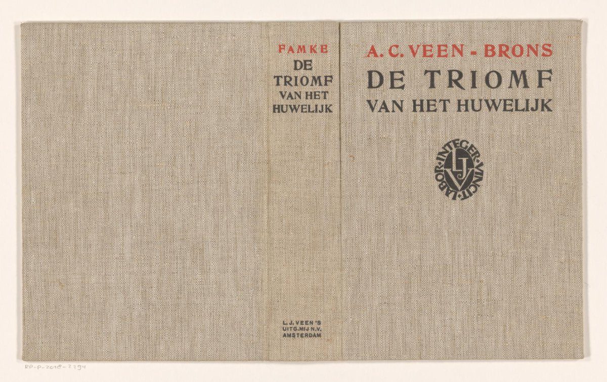 Book binding for: A.C. Veen-Brons (Famke), De triomf van het huwelijk. De nieuwe richting in de Nederlandsche vrouwenbeweging, 1931