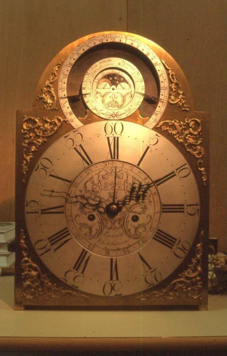 Mahogany astronomical long case clock, made by John Benson, Whitehaven, Cumbria, about 1760