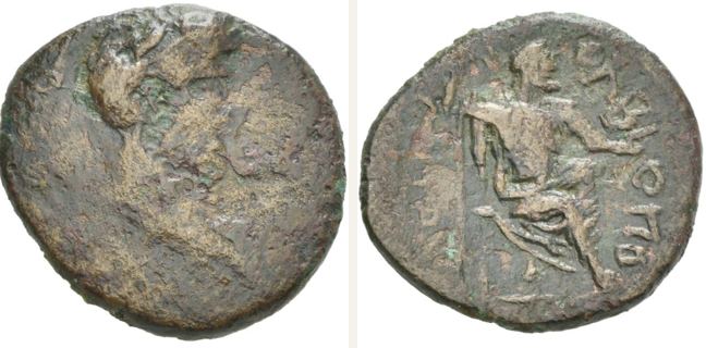 Olbia, Septimius Severus, bronze coin — Zeus enthroned right (CN type 23783)