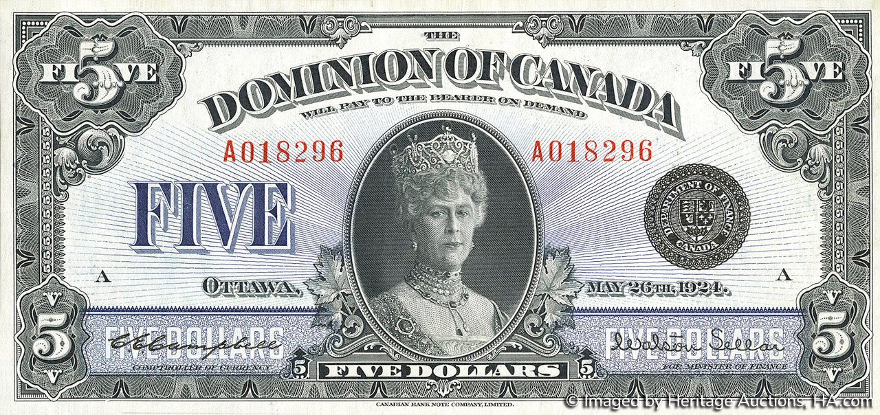 Obverse of 5 Dollars (1924), Pick 35