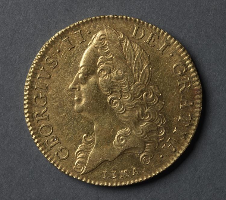 Five Guineas: George II (obverse), 1746 (Cleveland Museum of Art 1969.208.a)