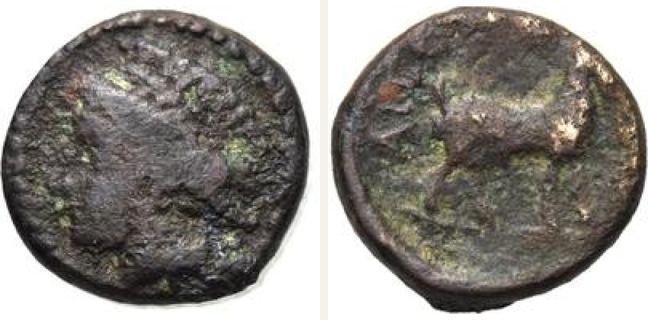 Aigospotamoi, small denomination (bronze) — Goat standing right (CN type 279)