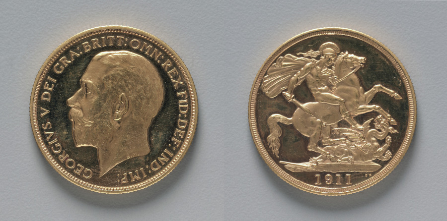 Two Pound Piece: George V (obverse); St. George and the Dragon (reverse), 1911 (Cleveland Museum of Art 1969.222)