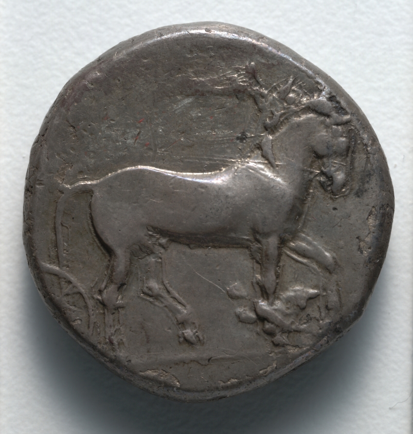 Tetradrachm: Quadriga (obverse), c. 430–420 BCE (Cleveland Museum of Art 1916.980.a)