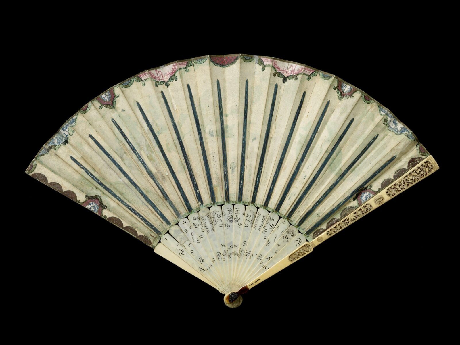Fan, watercolour on vellum, Flanders and China, 1700-1720 — museum object T.22-1957