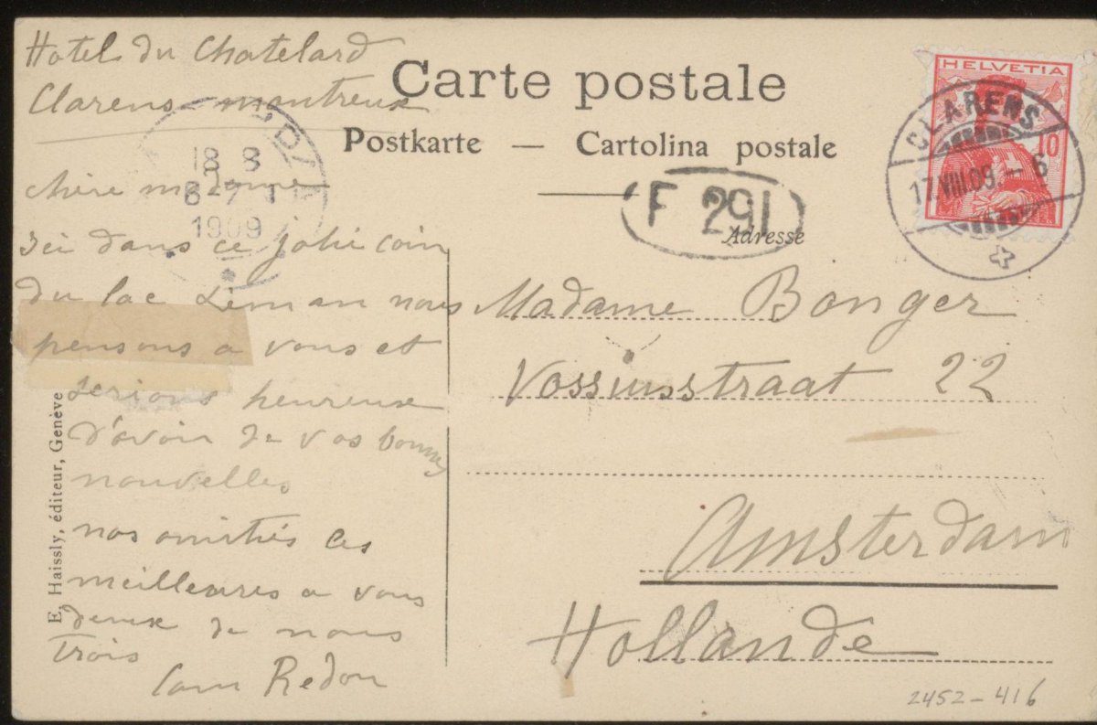Picture postcard to Anne Marie Louise van der Linden