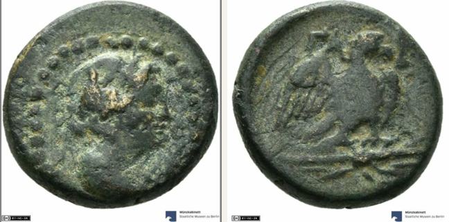 Gargara, bronze coin — Eagle standing right on thunderbolt (CN type 12183)