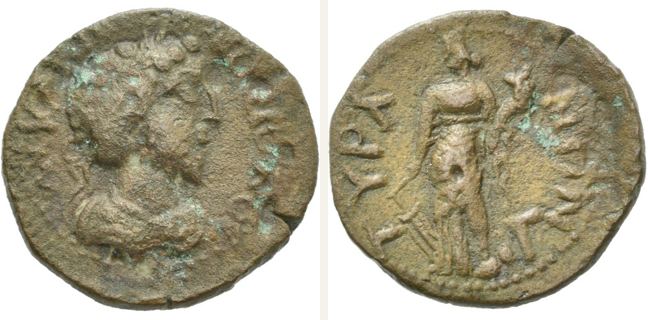 Tyras, Commodus, bronze coin — Tyche standing left (CN type 23891)
