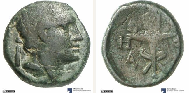 Hephaistia, bronze coin — Torch (CN type 19914)