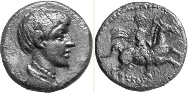 Kabyle, Skostokos, bronze coin — Horseman galopping right (CN type 21697)