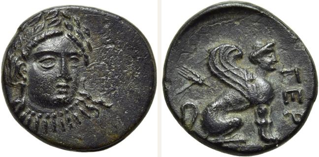 Gergis, bronze coin — Sphinx seated right (CN type 12917)