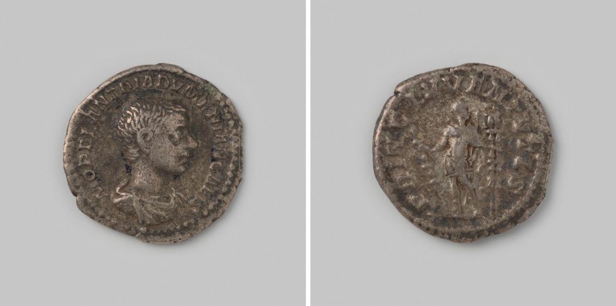 Denarius uit het Romeinse Keizerrijk van Diadumenianus, 218