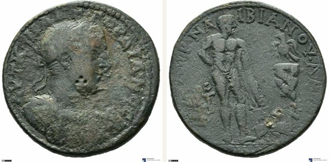 Germe, Gordian III., bronze coin — Heracles standing right (CN type 3697)