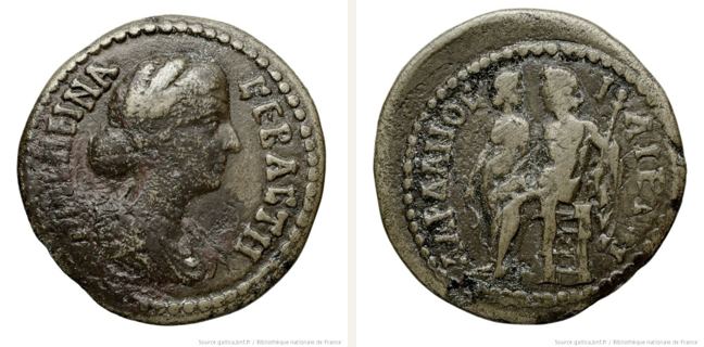 Ilion, Crispina, dupondius — Nude Dardanus enthroned (CN type 20331)
