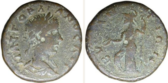Byzantion, Gordian III., 4 unit — Athena standing left (CN type 14472)