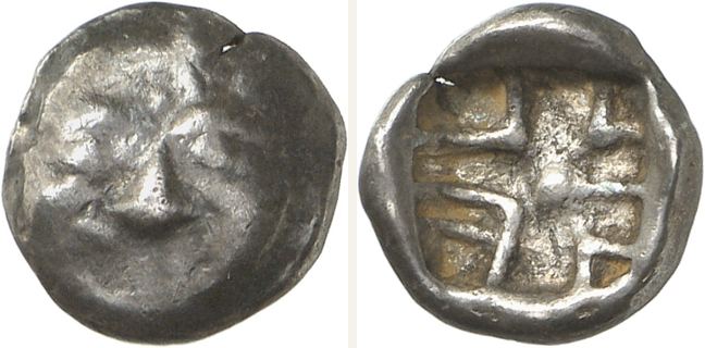 Parion, hemidrachm — Incuse square with a linear cruciform pattern and a central (CN type 21230)