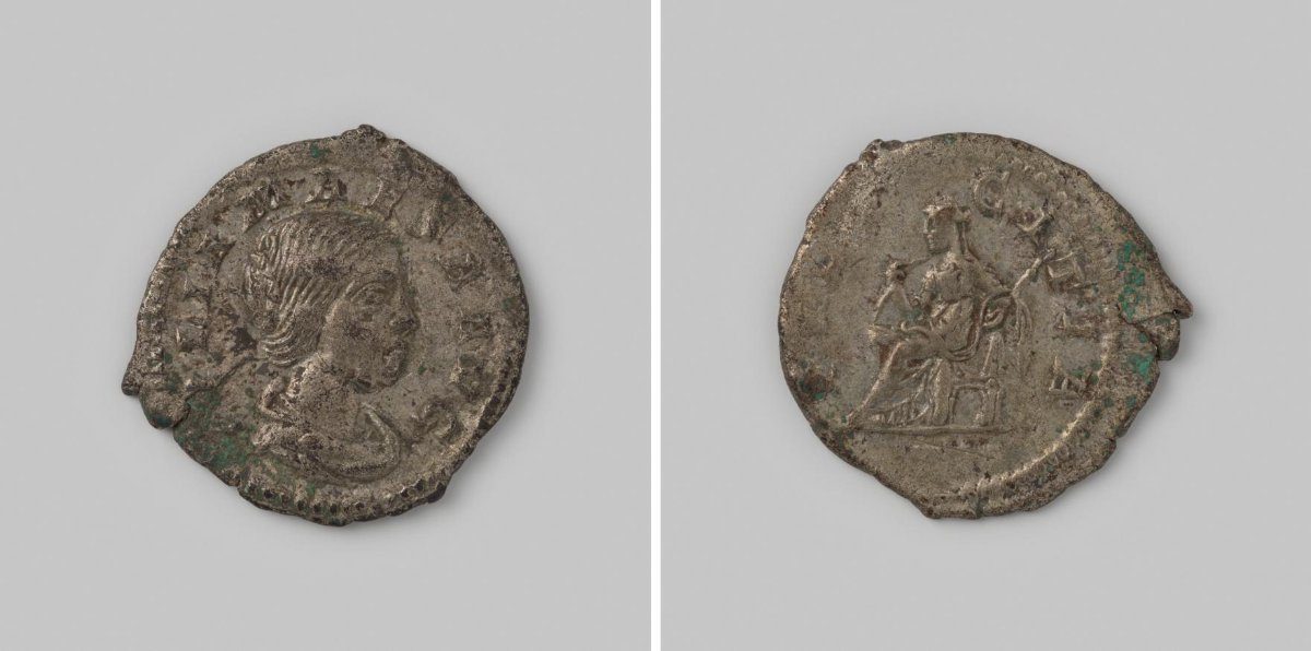 Denarius uit het Romeinse Keizerrijk van Elagabalus, op naam van Julia Maesa, 222-223