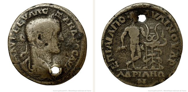 Hadrianoi, Severus Alexander, bronze coin — Nude Apollo standing right (CN type 18164)