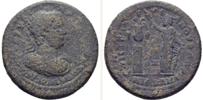Adramyttion, Caracalla, bronze coin — Demeter standing left (CN type 2725)