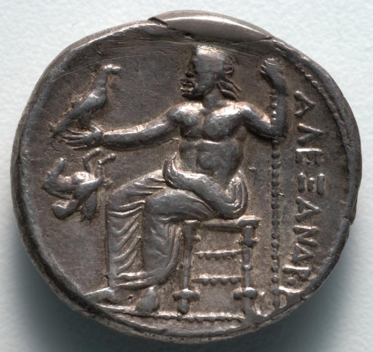 Tetradrachm: Zeus (reverse), 336–323 BCE (Cleveland Museum of Art 1916.981.b)