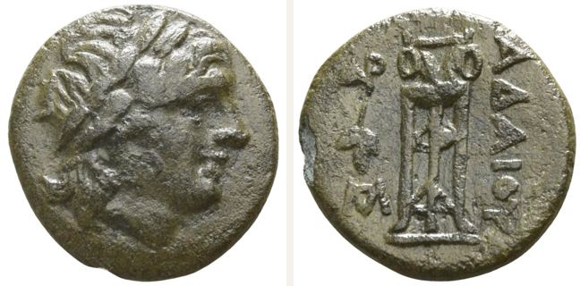 Uncertain mint, Adaios, bronze coin — Tripod with fixture (CN type 19456)