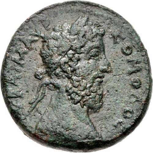 Topeiros, Commodus, 4 unit — Heracles seated left on rock covered with lion skin (CN type 11995)