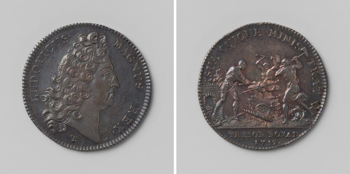 Beginning of the Peace Negotiations at Utrecht, jeton struck by order of the Royal Treasury, in honour of Louis XIV, King of France