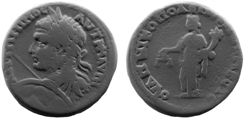Nikopolis ad Mestum, Caracalla, 5 unit — Nemesis-Aequitas standing left (CN type 11855)