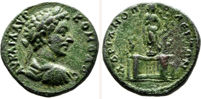Hadrianopolis, Marc Aurel, bronze coin — Cult statue of Aphrodite on basis (CN type 14134)