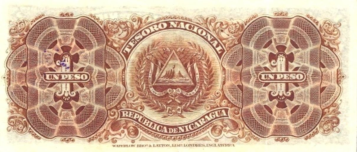 1 Peso, National Treasury, Nicaragua, 1906 (Pick 35)