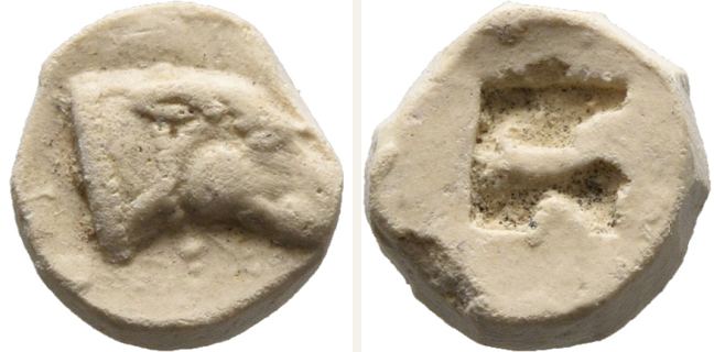 Massalia, Hemiobol — Rude irregular quadripartite incuse square (CN type 20777)