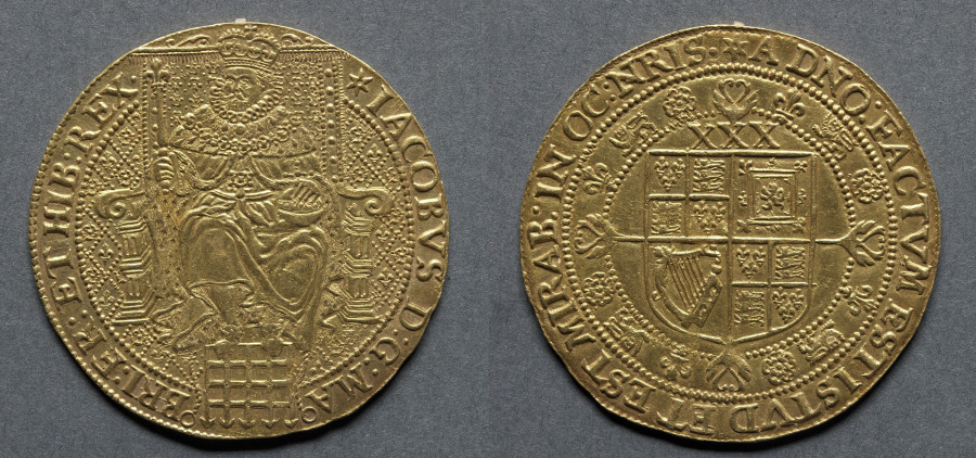 Rose Ryal: James I (obverse); Shield of Arms (reverse), 1619–20 (Cleveland Museum of Art 1969.190)