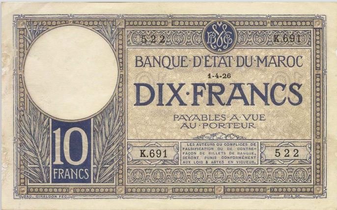 Obverse of 10 Francs (1920–1928), Pick 11