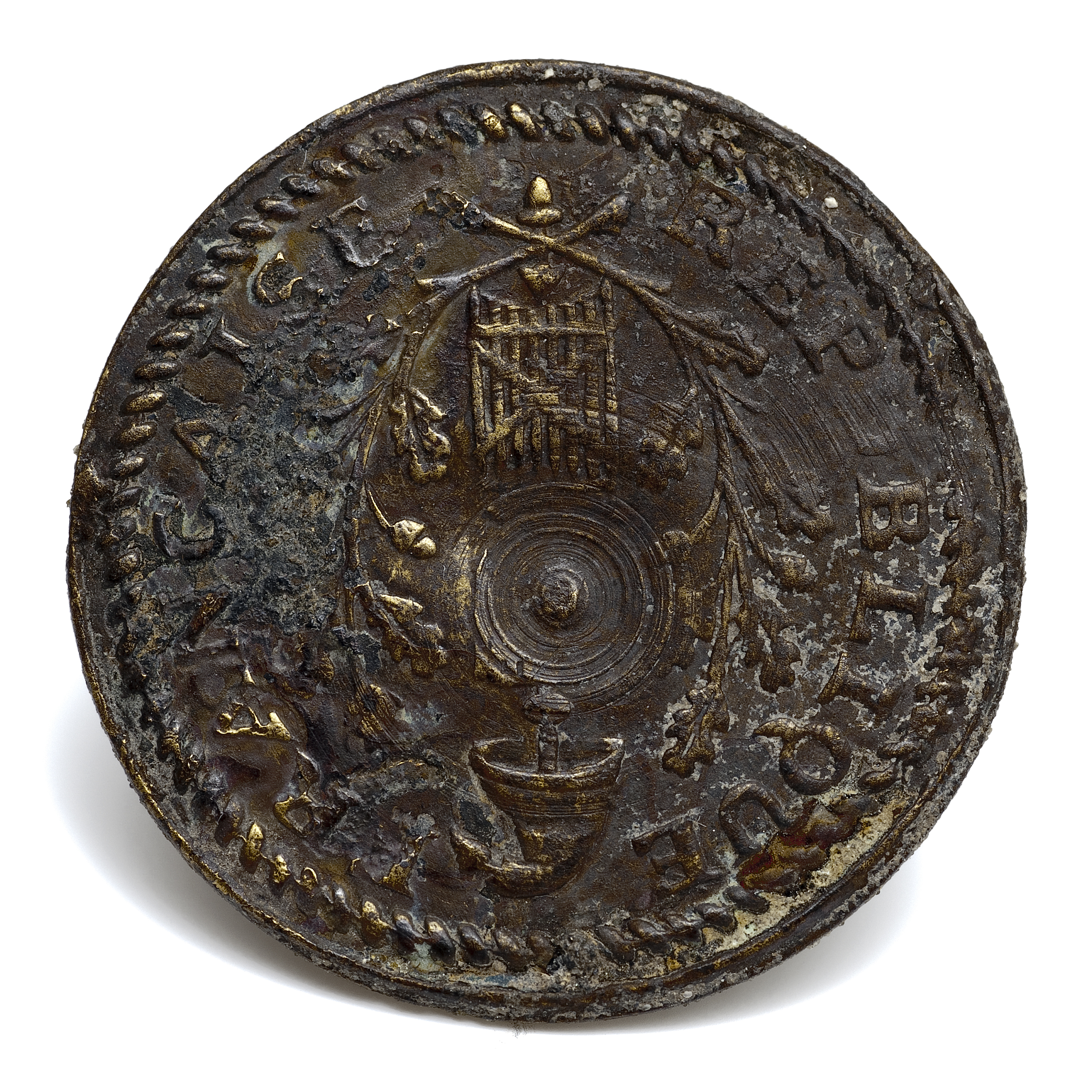 Medal button, button with inscription "Republique Francaise", 1795