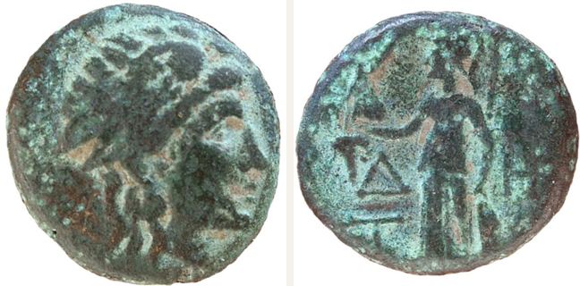 Side, bronze coin — Athena standing left (CN type 3168)