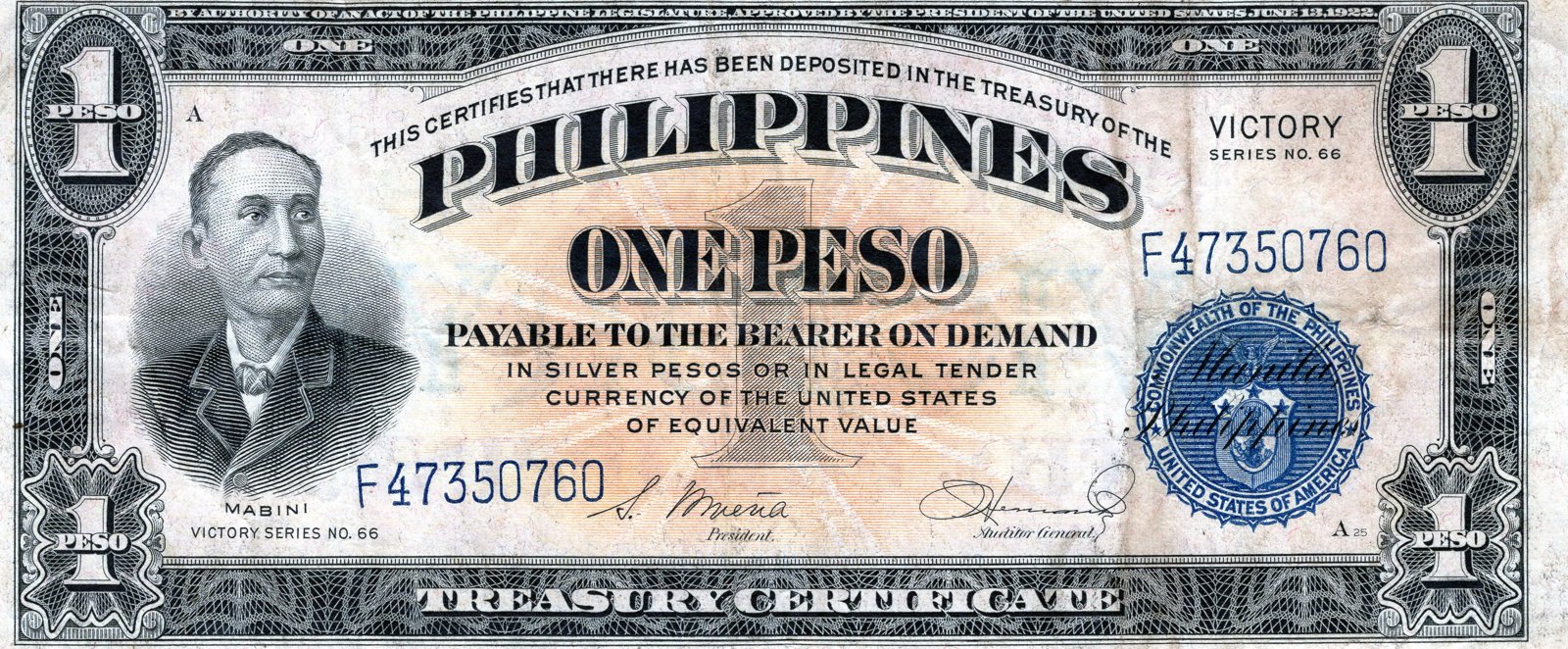 1 Peso, Central Bank of the Philippines, Philippines, 1949 (Pick 117)