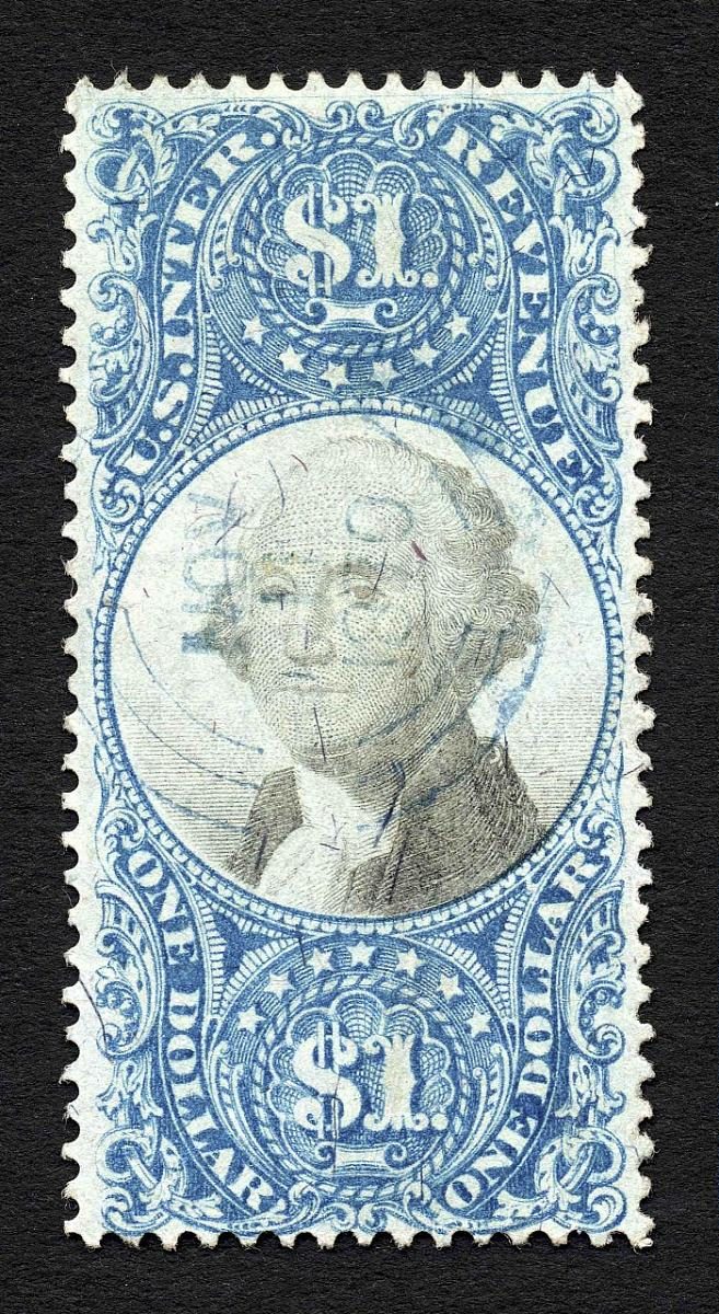 $1 Documentary Second Issue revenue stamp single