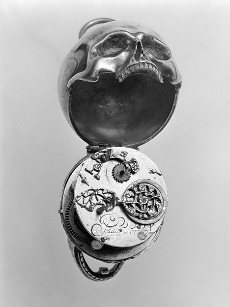 Additional museum view 3 of Watch in the form of a human skull (accession 17.190.1575).