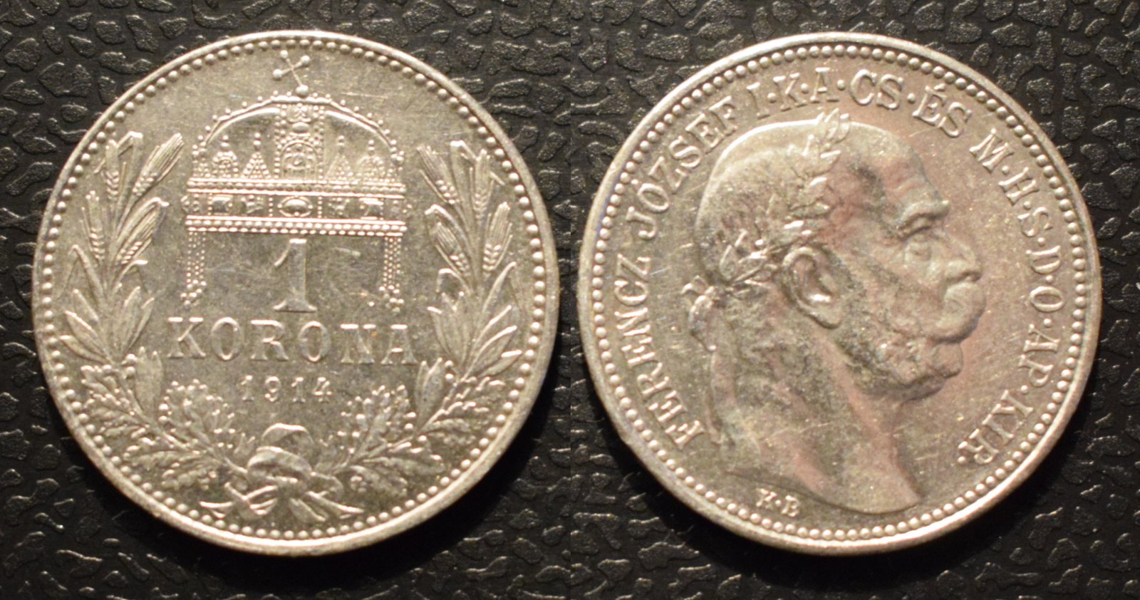 Austrian 1 corona, 1914, reverse.