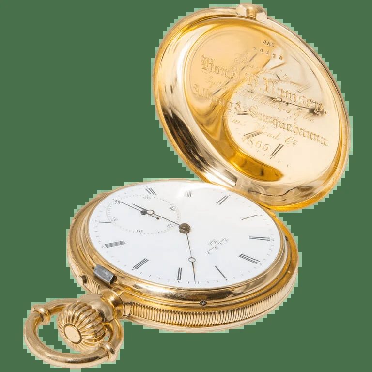 A & S Railway Gold Minute Repeating Pocket Watch Presented to J.H. Ramsey - 1865