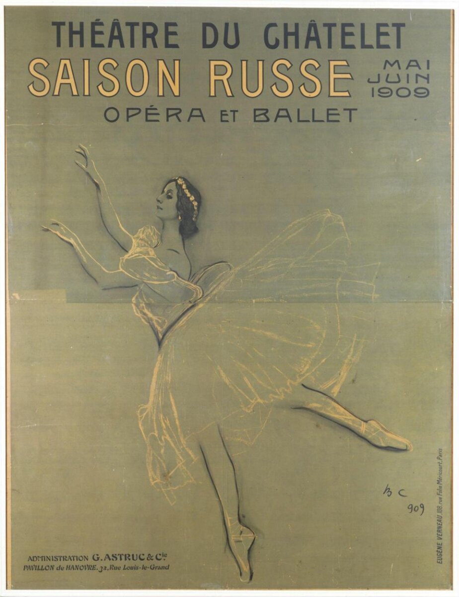 Poster — Anna Pavlova poster, Paris, 1909, 1909
