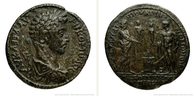 Pergamon, Commodus, bronze coin — Heros Pergamos and Androklos (CN type 21132)