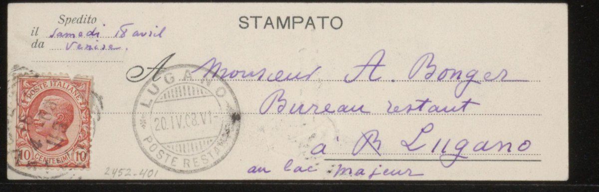 Picture postcard to Andries Bonger